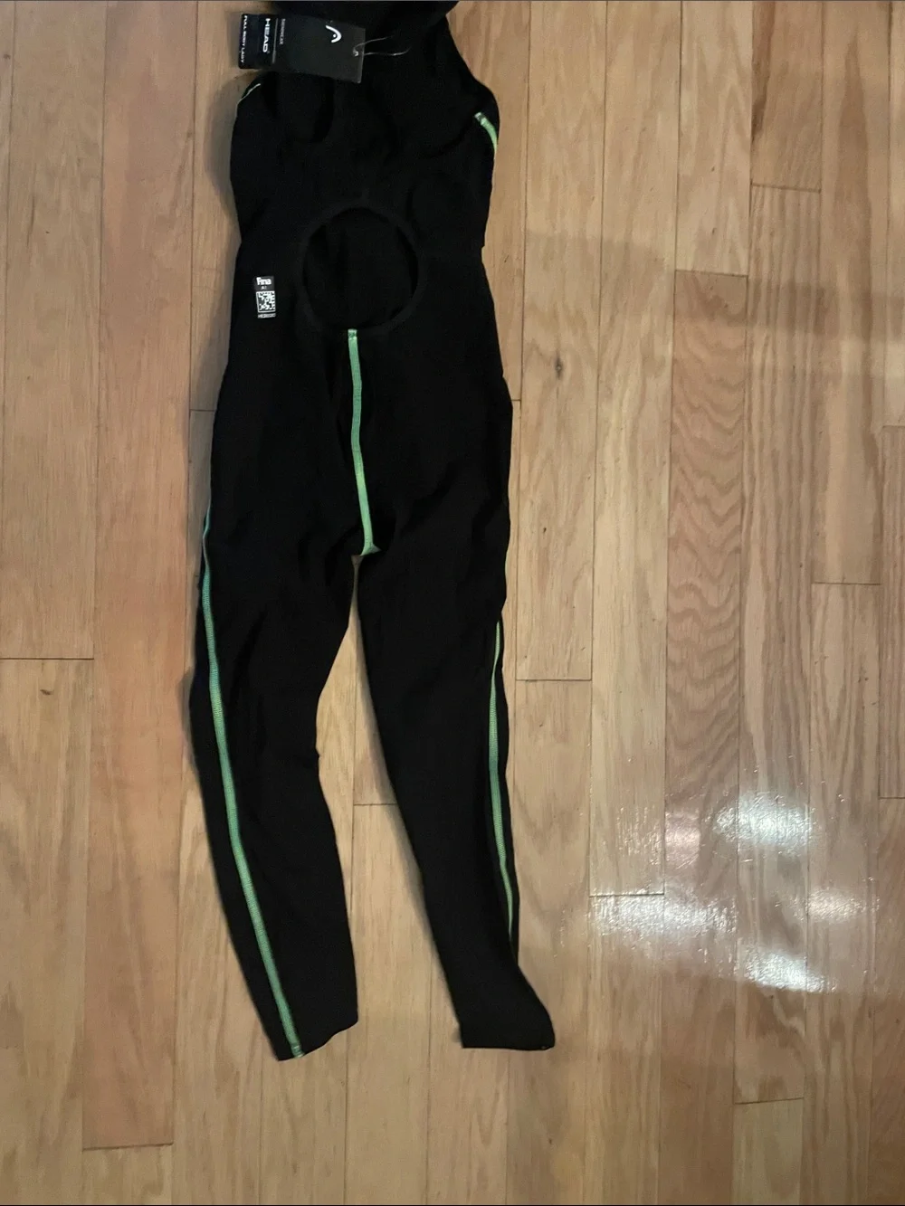 Head Black swimsuit with Green Trim European made size extra small